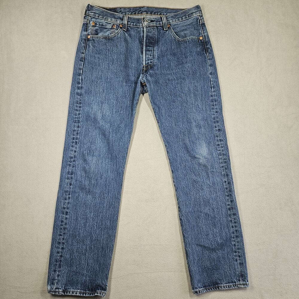 Levis 501 Jeans Mens 32x29 Blue Button Fly Straight Leg Regular Fit Work